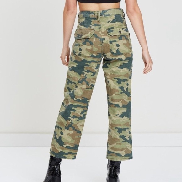 Free People High Rise Camo Print Straight Leg Jean - Picture 12 of 13